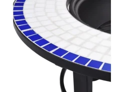 vidaXl Feuerstelle Mosaik Keramik Blau und Weiß 68 cm