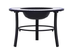 vidaXl Feuerstelle Mosaik Keramik Blau und Weiß 68 cm