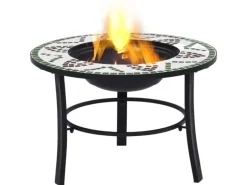 vidaXL Feuerstelle Mosaik Keramik Grün 68 cm
