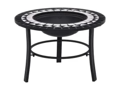 vidaXL Feuerstelle Mosaik Keramik Schwarz und Weiß 68 cm