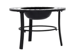 vidaXL Feuerstelle Mosaik Keramik Schwarz und Weiß 68 cm