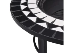 vidaXL Feuerstelle Mosaik Keramik Schwarz und Weiß 68 cm
