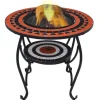 vidaXL Feuertisch Mosaik Keramik Terracotta und Weiß 68 cm