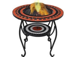vidaXL Feuertisch Mosaik Keramik Terracotta und Weiß 68 cm