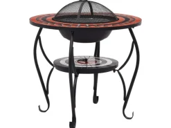 vidaXL Feuertisch Mosaik Keramik Terracotta und Weiß 68 cm