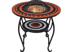 vidaXL Feuertisch Mosaik Keramik Terracotta und Weiß 68 cm