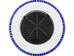 vidaXL Feuertisch Mosaik Keramik Blau und Weiß 68 cm