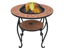 vidaXL Feuertisch Mosaik Keramik Terracotta 68 cm