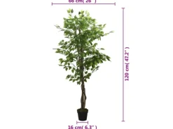 vidaXL Ficusbaum Künstlich 630 Blätter 120 cm Grün