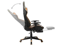 vidaXL Gaming-Stuhl mit Fußstütze Schwarz und Orange Kunstleder Modell 1