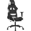 vidaXL Gaming-Stuhl mit Fußstütze Schwarz und Weiß Stoff Modell 1
