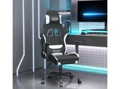 vidaXL Gaming-Stuhl mit Fußstütze Schwarz und Weiß Stoff Modell 1