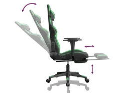 vidaXL Gaming-Stuhl mit Fußstütze Schwarz und Grün Kunstleder Modell 3