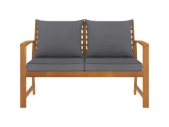 vidaXL Gartenbank 120 cm mit Dunkelgrauen Kissen Massivholz Akazie