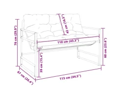 vidaXL Gartenbank mit Kissen Anthrazit 113 cm Stahl