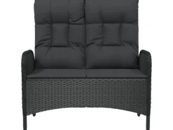 vidaXL Gartenbank mit Liegefunktion & Kissen 107cm Poly Rattan Schwarz