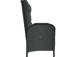 vidaXL Gartenbank mit Liegefunktion & Kissen 107cm Poly Rattan Schwarz