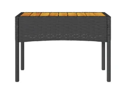 vidaXL Gartenbank 2-Sitzer mit Kissen und Tisch Schwarz Poly Rattan