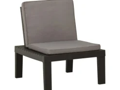 vidaXL Garten-Lounge-Stuhl mit Auflage Kunststoff Grau