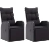 vidaXL Gartensessel mit Kissen 2 Stk. Verstellbar Schwarz Poly Rattan Stahl