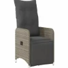 vidaXL Gartensessel Stahl Verstellbar mit Kissen Grau Poly Rattan