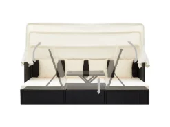 vidaXL Garten-Sonneninsel mit Dach Schwarz Poly Rattan
