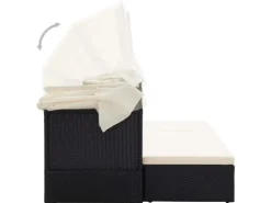 vidaXL Garten-Sonneninsel mit Dach Schwarz Poly Rattan