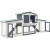 vidaXL Großer Kaninchenstall Grau und Weiß 204x45x85 cm Holz