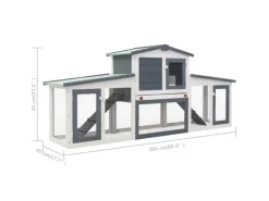 vidaXL Großer Kaninchenstall Grau und Weiß 204x45x85 cm Holz