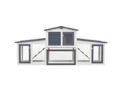 vidaXL Großer Kaninchenstall Grau und Weiß 204x45x85 cm Holz