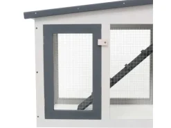 vidaXL Großer Kaninchenstall Grau und Weiß 204x45x85 cm Holz