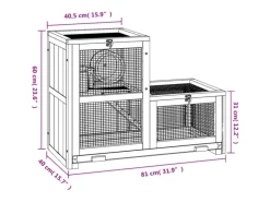 vidaXL Hamsterkäfig 81x40x60 cm Massivholz Tanne