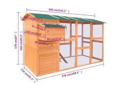vidaXL Hühnerstall Holz 295x163x170 cm