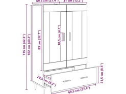 vidaXL Highboard Artisan-Eiche 69,5 x 31 x 115 cm Holzwerkstoff 882578