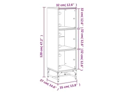 vidaXL Highboard mit Glastüren Weiß 35x37x120 cm 836560
