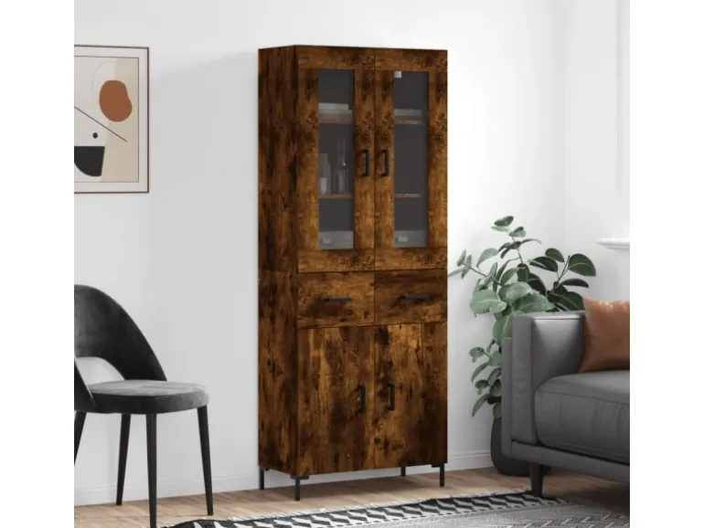 vidaXL Highboard Räuchereiche 69,5x34x180 cm Holzwerkstoff 3198534