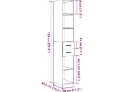 vidaXL Highboard Schwarz 30x42,5x185 cm Holzwerkstoff 846237
