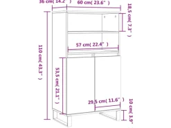 vidaXL Highboard Sonoma-Eiche 60x36x110 cm Holzwerkstoff 831495