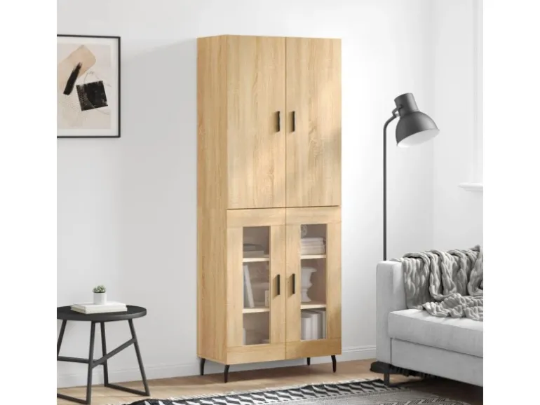 vidaXL Highboard Sonoma-Eiche 69,5x34x180 cm Holzwerkstoff 3195750