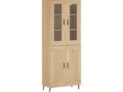 vidaXL Highboard Sonoma-Eiche 69,5x34x180 cm Holzwerkstoff 3198356