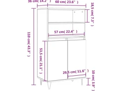 vidaXL Highboard Weiß 60x36x110 cm Holzwerkstoff 831484