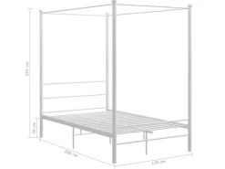 vidaXL Himmelbett Weiß Metall 120x200 cm651108