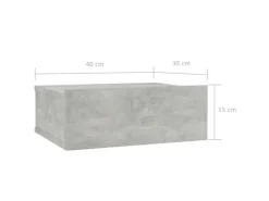vidaXL Hängender Nachttisch Betongrau 40x30x15 cm Holzwerkstoff