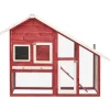 vidaXL Kaninchenstall Rot und Weiß 140x63x120 cm Tanne Massivholz