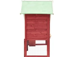 vidaXL Kaninchenstall Rot und Weiß 140x63x120 cm Tanne Massivholz