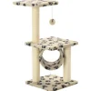 vidaXL Katzen-Kratzbaum Sisal 65 cm Beige Pfoten-Aufdruck