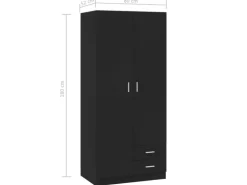 vidaXL Kleiderschrank Schwarz 80x52x180 cm Holzwerkstoff