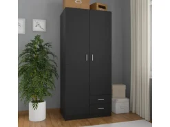 vidaXL Kleiderschrank Schwarz 80x52x180 cm Holzwerkstoff