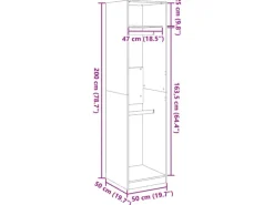 vidaXL Kleiderschrank Weiß 50x50x200 cm Holzwerkstoff 3307783