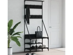 vidaXL Kleiderständer mit Schuhablage Schwarz 80x40x184 cm 837862